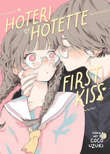 Anime-style illustration of two young people about to kiss, school uniforms.