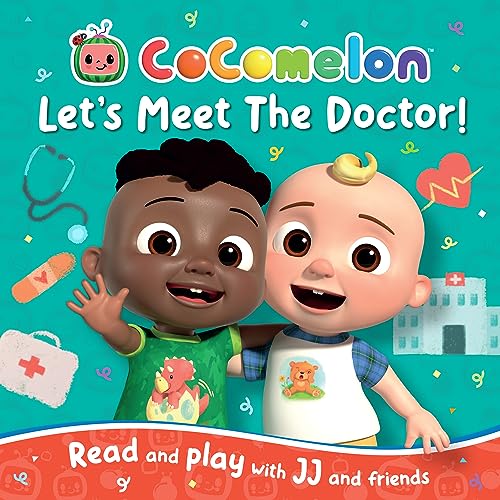 CoComelon book cover featuring JJ and a friend with medical imagery.