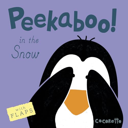 Book cover with a penguin peeking out from behind a snowy background.