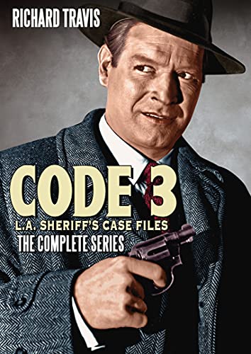DVD cover for "Code 3" featuring Richard Travis with a handgun.
