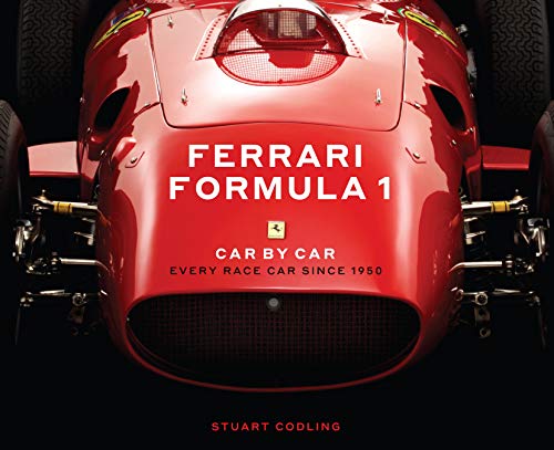 Red Ferrari Formula 1 race car book cover, detailed engine view.