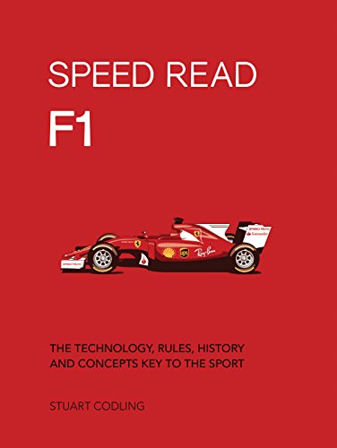Red book cover with white text and a side view of a Formula 1 race car.