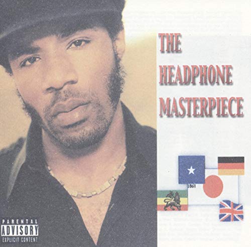 Cody Chesnutt album cover, “Headphone Masterpiece,” with flags and artist portrait.