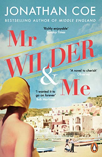 Book cover: "Mr Wilder & Me" by Jonathan Coe, with beach scene.