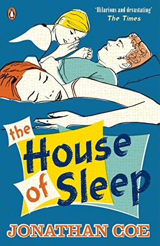 Book cover: illustrated couple sleeping, bold title “The House of Sleep”.