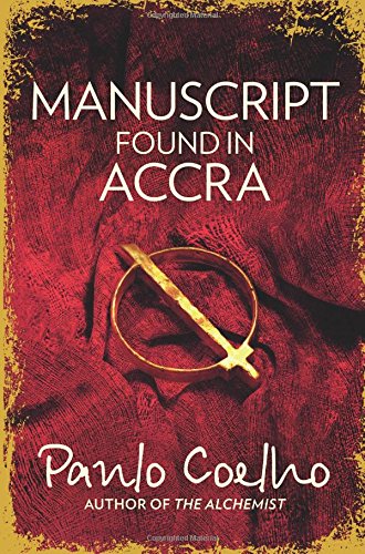 Book cover of Manuscript Found in Accra featuring a gold ring on red fabric.