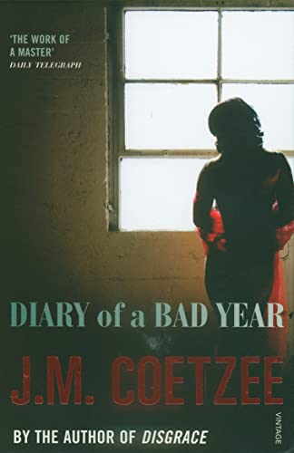 Book cover: "Diary of a Bad Year" by J.M. Coetzee, silhouetted figure.