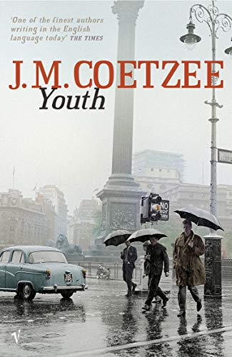 Book cover showing people with umbrellas walking in the rain near a city monument.