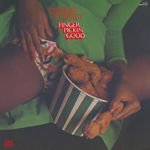 Vinyl album cover showing a person holding a bucket of fried chicken.