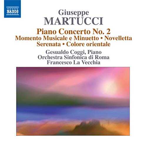 CD cover for Giuseppe Martucci’s Piano Concerto No. 2 with abstract landscape.