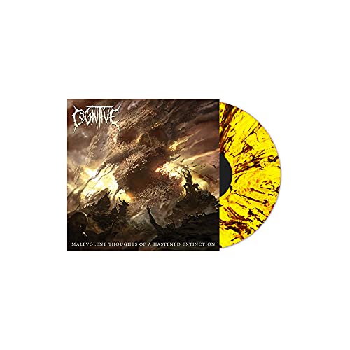 Vinyl record with apocalyptic artwork featuring a swirling, dark landscape and an eye.