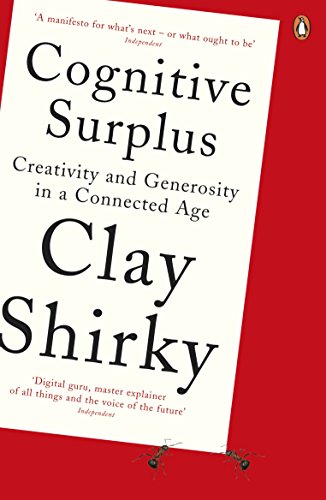 Red book cover with white text: "Cognitive Surplus" by Clay Shirky.