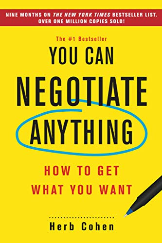 Yellow book cover with bold black and red text: "You Can Negotiate Anything.