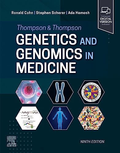 Textbook cover: “Thompson & Thompson Genetics and Genomics in Medicine,” ninth edition.