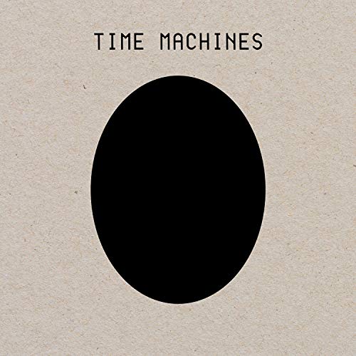 CD cover for Coil’s “Time Machines” with black oval on textured beige.