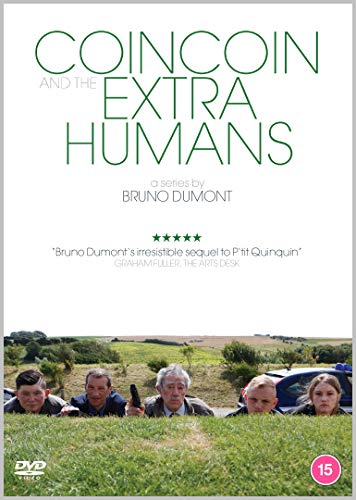 DVD cover for Coincoin and the Extra Humans featuring five people lying in grass.
