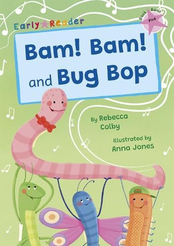 Book cover with pink worm, green bug, and butterfly illustrations.