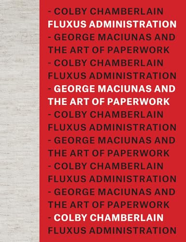 Red and white book cover with repeated title: "Fluxus Administration.