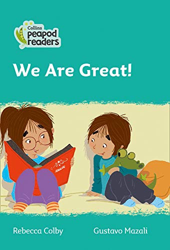 Book cover: children reading with a frog, titled “We Are Great!”