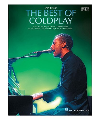 Sheet music book cover featuring Chris Martin of Coldplay at a piano.