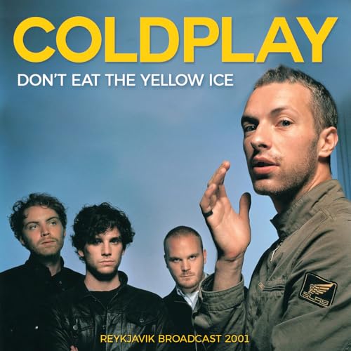 Coldplay album cover featuring band members against a blue background.