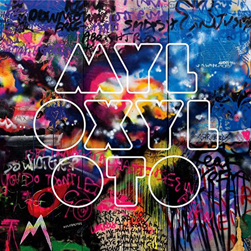 Coldplay’s “Mylo Xyloto” album cover: colorful graffiti with white lettering.