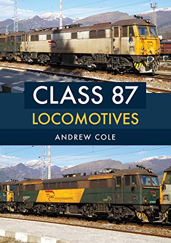 Book cover featuring two grey and yellow Class 87 locomotives.