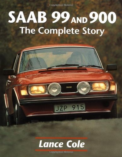 Book cover featuring a red Saab 900 car with round headlights.