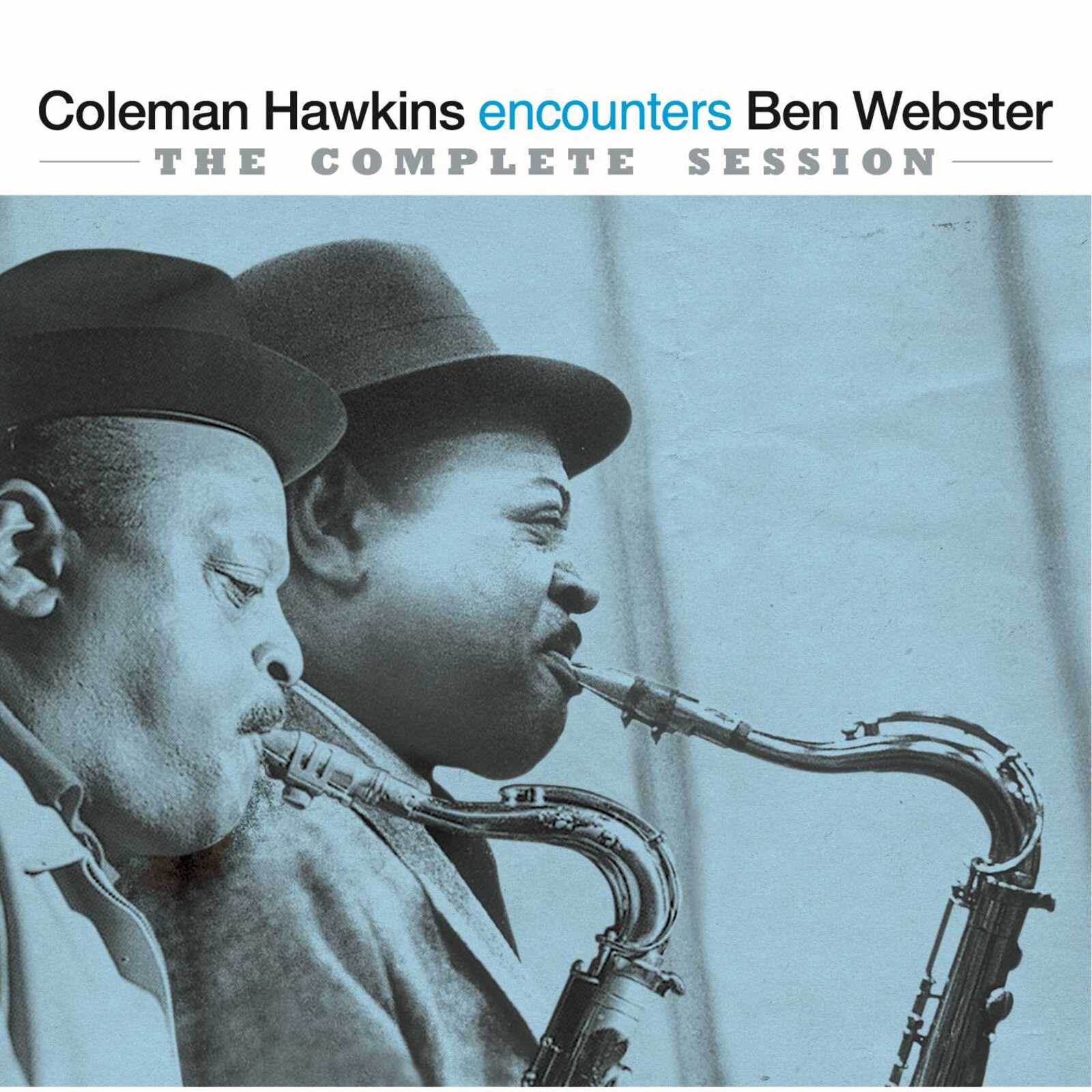 Coleman Hawkins playing saxophone, album cover in shades of blue.