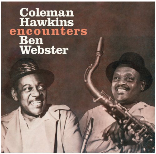 Album cover featuring Coleman Hawkins and Ben Webster smiling with saxophones against brown background.
