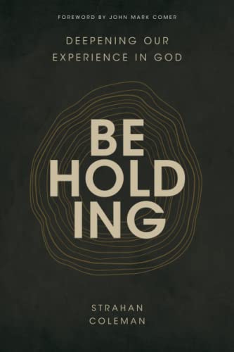 Book cover: "Beholding" with gold text on a dark background.