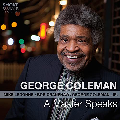CD cover featuring portrait of jazz musician George Coleman with blurred city lights.
