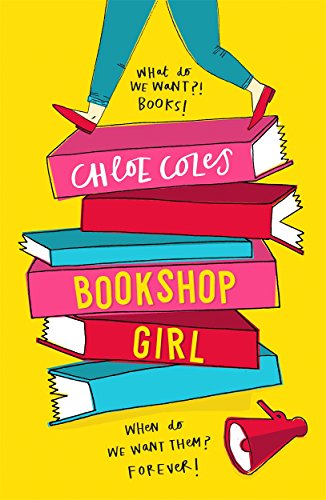 "Book cover with cartoon legs on stacked books and a megaphone against a yellow background."