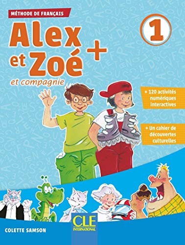 French textbook cover with illustrated children and colorful cartoon characters.