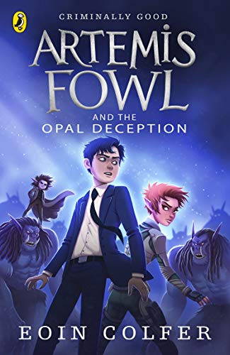 Book cover: Artemis Fowl with fairies and goblin-like creatures.