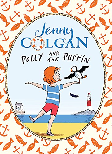 Book cover illustration of a girl balancing a puffin on her hand by the sea.