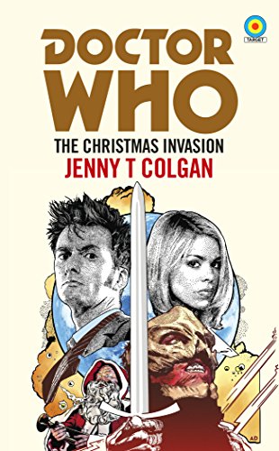 Doctor Who book cover: characters, sword, and alien face in collage.