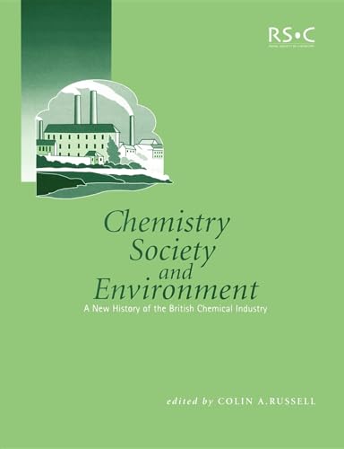 Book cover: green background, factory illustration, title “Chemistry, Society and Environment”.
