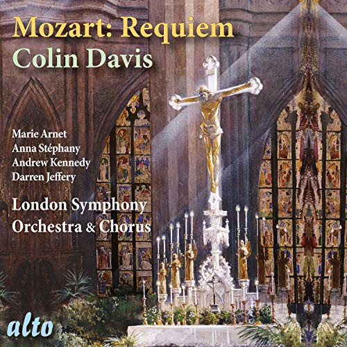CD cover for Mozart’s Requiem featuring a church interior and crucifix.