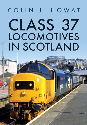 Book cover featuring a yellow and blue Class 37 diesel locomotive in Scotland.