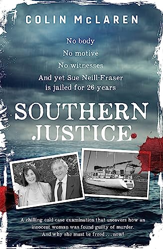 Book cover for "Southern Justice" featuring a woman, a man, and a sailboat.