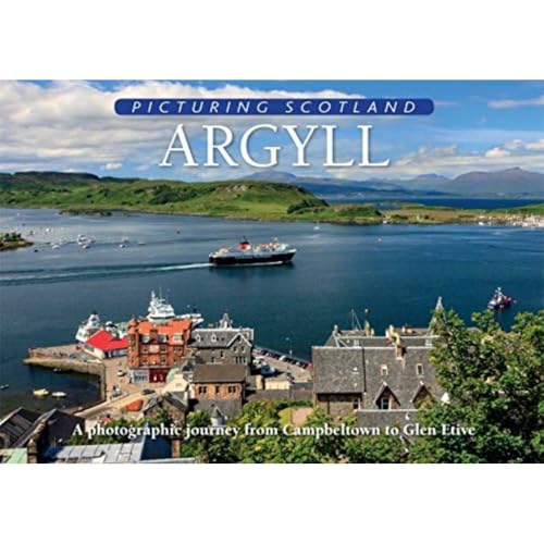 Coastal Scottish town and hills pictured on book cover, “Argyll”.