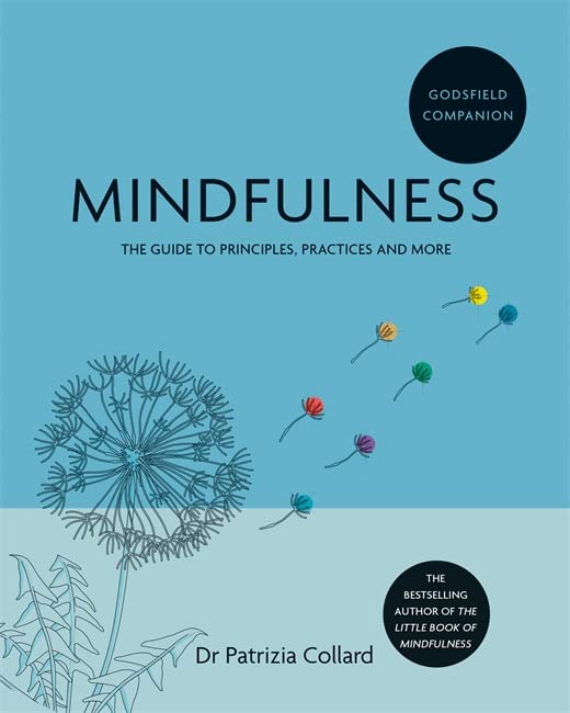 Book cover for “Mindfulness” with floral illustration and text.