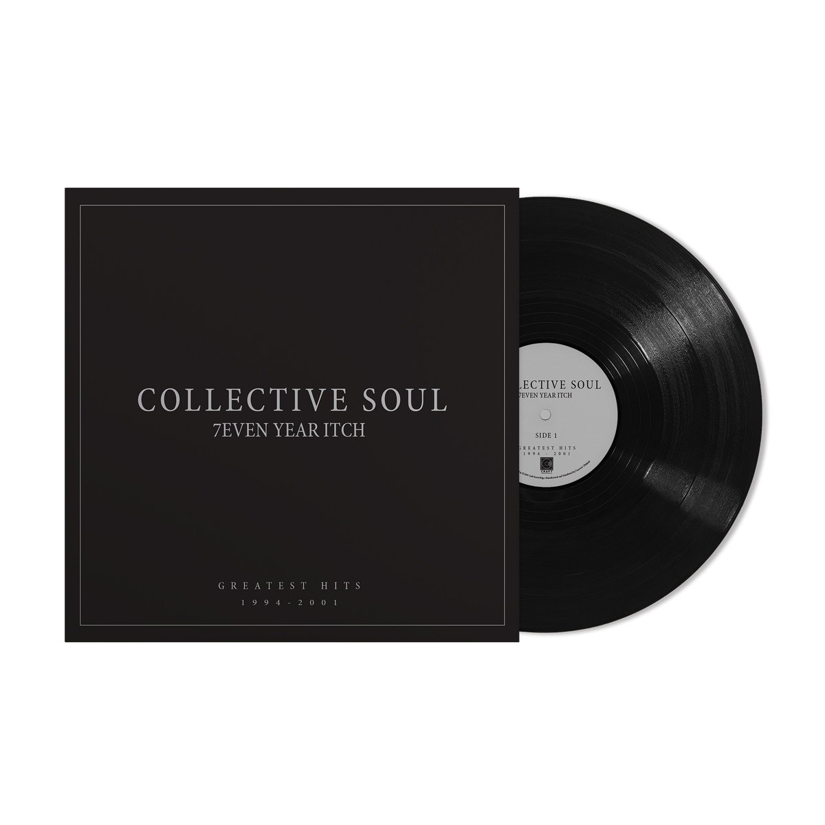 Collective Soul 7even Year Itch vinyl record album cover and disc on white background.