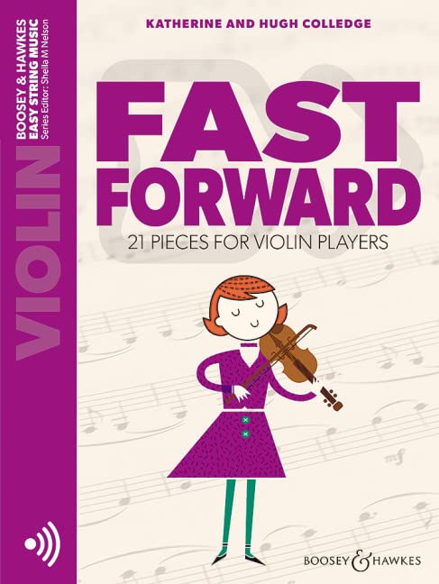Music book cover titled Fast Forward with an illustration of a girl playing violin.
