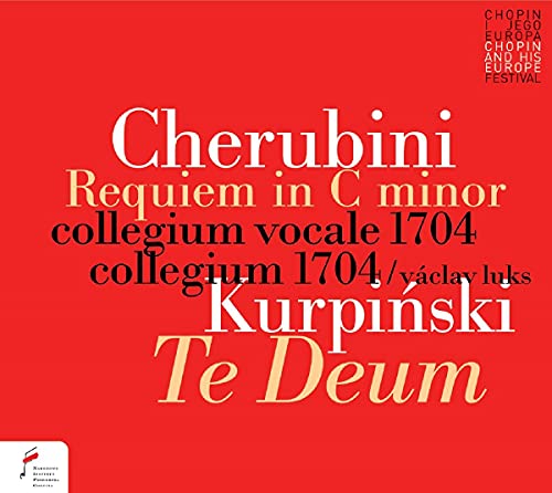 Red CD cover with white and yellow text, featuring "Cherubini" and "Te Deum" prominently.