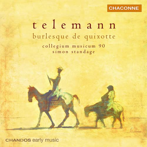 CD cover for Telemann’s “Burlesque de Quixotte” featuring Don Quixote on horseback.