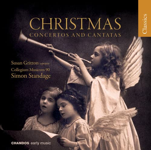 CD cover: angel blowing a trumpet, children singing, "Christmas" text.