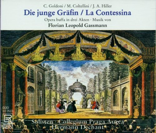 "CD cover featuring 18th-century opera scene with performers and audience in ornate setting."