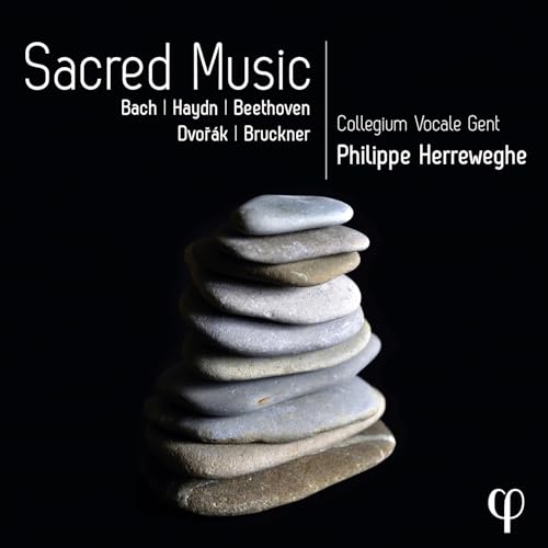CD cover: stacked stones, white text listing composers and performers.